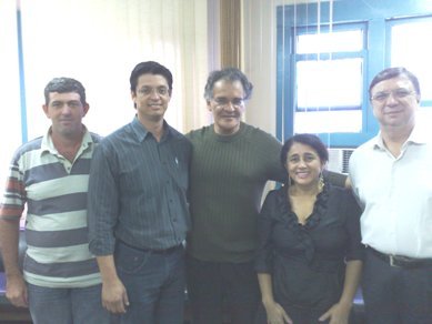 Jeronimo Gonçalves com o Sr. Adalberto Camara, Sra. Roseane Cunha, Dr. Sadi Coutinho e Sr. Marcos do SAMAE de Pitangueiras